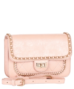 Faux Chained Crossbody Bag 6299 PINK